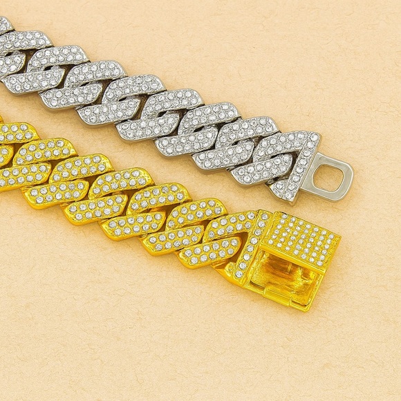 White Gold Plated Miami Cuban Link Bracelet for Men and Women - Picture 4 of 6